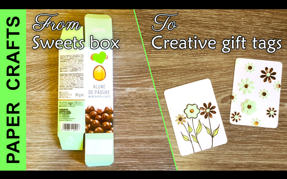 How to Make Flowers Gift Tags from an Empty Package of Chocolate-Coated Peanuts