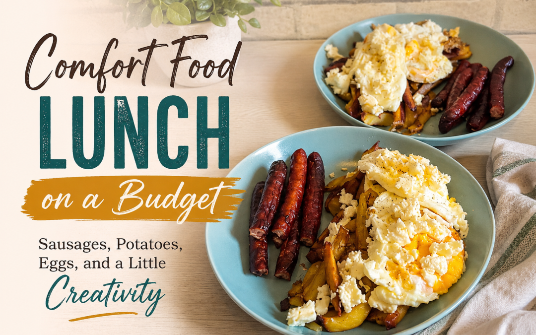 Comfort Food Lunch on a Budget: Sausages, Potatoes, Eggs, and a Little Creativity